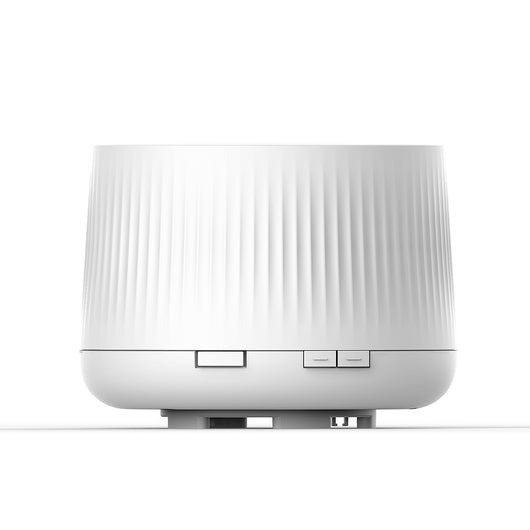 White essential oil aromatherapy machine and ultrasonic humidifier with a ribbed texture and control buttons. - Image 6