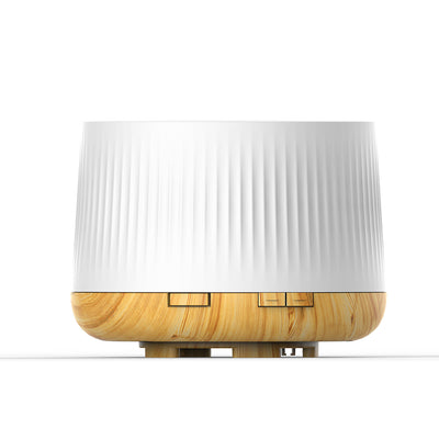 White essential oil aromatherapy machine and ultrasonic humidifier with a ribbed texture and control buttons. - Image 7