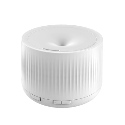 White essential oil aromatherapy machine and ultrasonic humidifier with a ribbed texture and control buttons. - Image 11