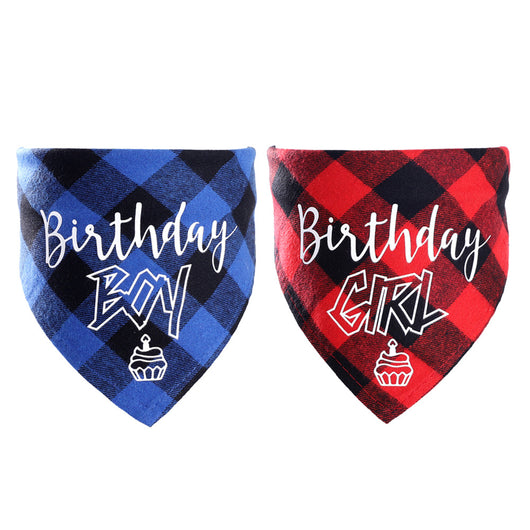 Pañoleta Triangular para Mascotas Cumpleaños - Bandana Algodón Cuadros Perros y Gatos - Image 16