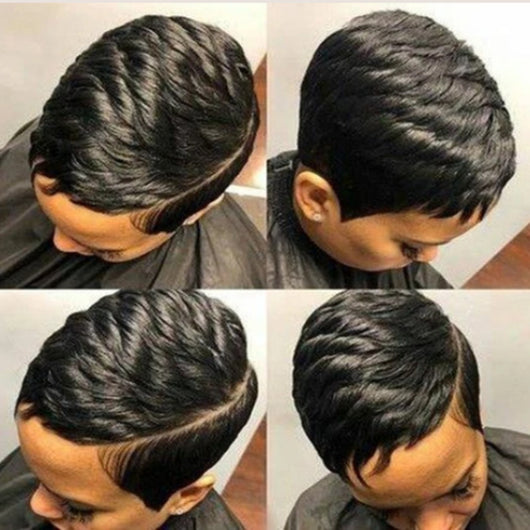 Peluca Corta Esponjosa Negra - Tendencia Cabello Corto - Image 8