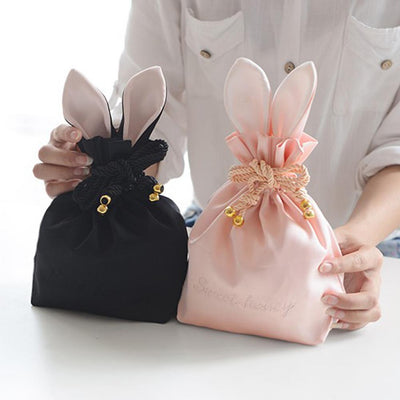 Bolsa de Almacenamiento de Joyas y Cosméticos con Orejas de Conejo - Seda con Cordón - Image 8