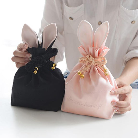 Bolsa de Almacenamiento de Joyas y Cosméticos con Orejas de Conejo - Seda con Cordón - Image 8