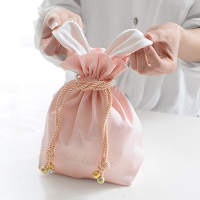 Bolsa de Almacenamiento de Joyas y Cosméticos con Orejas de Conejo - Seda con Cordón - Image 9