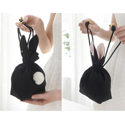 Bolsa de Almacenamiento de Joyas y Cosméticos con Orejas de Conejo - Seda con Cordón - Image 13