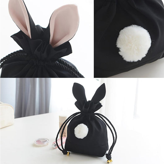 Bolsa de Almacenamiento de Joyas y Cosméticos con Orejas de Conejo - Seda con Cordón - Image 14
