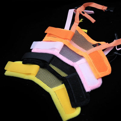 Orange and black adjustable pet muzzle with breathable mesh and a quick-release buckle. - Image 22