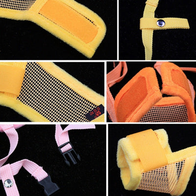 Orange and black adjustable pet muzzle with breathable mesh and a quick-release buckle. - Image 23