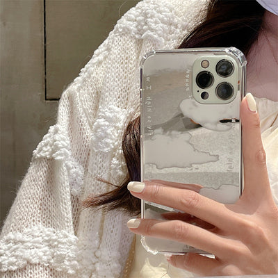 Funda Espejo para Teléfono - Diseño Nube Blanca con Espejo Integrado - Image 9