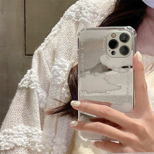 Funda Espejo para Teléfono - Diseño Nube Blanca con Espejo Integrado - Image 9