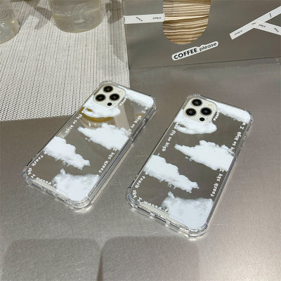 Funda Espejo para Teléfono - Diseño Nube Blanca con Espejo Integrado - Image 10