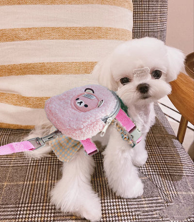 Mochila de Mascotas Fleece con Arnés Pecho y Cuerda de Tracción - Image 17
