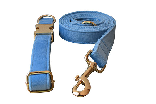 Collar para Perro de Terciopelo Azul con Cuerda - Image 12