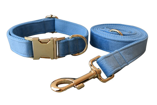 Collar para Perro de Terciopelo Azul con Cuerda - Image 13