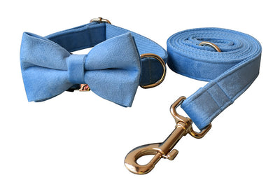 Collar para Perro de Terciopelo Azul con Cuerda - Image 14