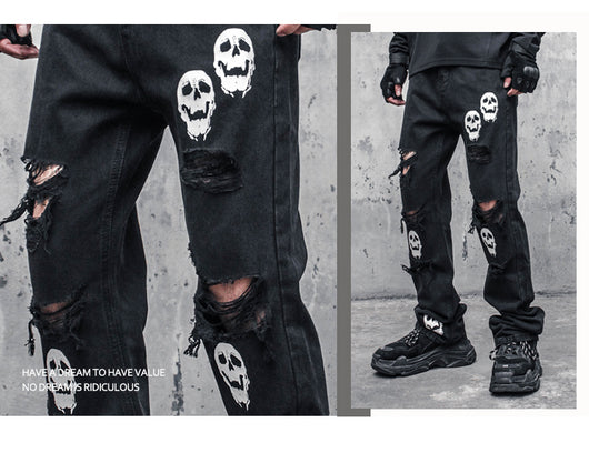 Jeans Rotos Calavera y Espadas para Hombre - Image 9