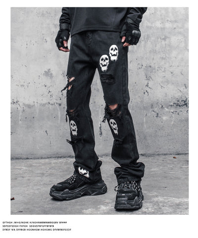 Jeans Rotos Calavera y Espadas para Hombre - Image 12