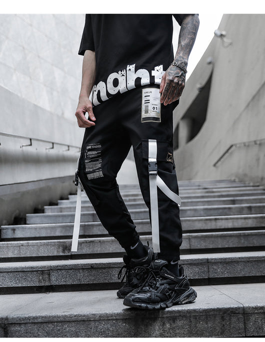 Pantalones Cargo Holgados Hip Hop Web Dark para Hombre - Image 8