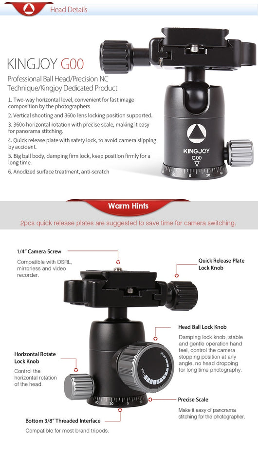 Cabezal Trípode Monópode Desmontable con Soporte Universal - Image 9