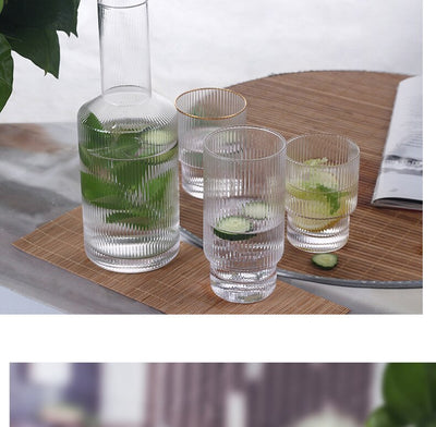 Botella de Agua Cristal Transparente con Patrón Vertical Estilo Nórdico Japonés - Image 16