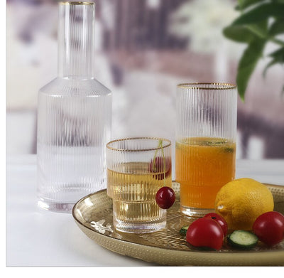 Botella de Agua Cristal Transparente con Patrón Vertical Estilo Nórdico Japonés - Image 17
