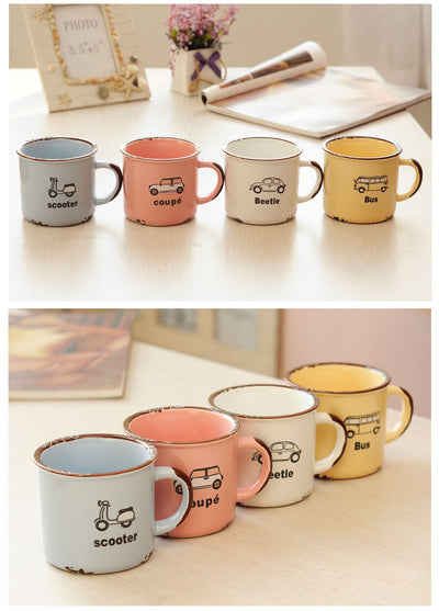 Taza de Viaje Esmaltada con Diseño de Auto - Taza de Café Térmica para Aventuras - Image 9