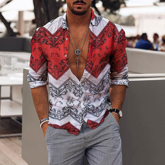 Camisa Casual Romántica con Estampado Floral para Hombre - Image 4