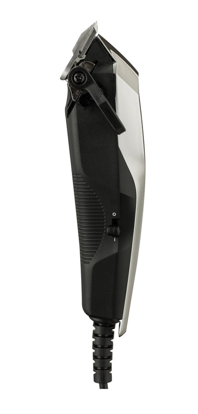 VGR V-130 professional hair clipper set with silver and black clipper, four guide combs, scissors, comb, and oil. - Image 14