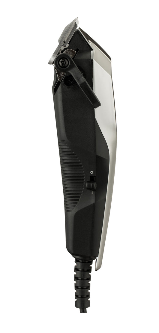 VGR V-130 professional hair clipper set with silver and black clipper, four guide combs, scissors, comb, and oil. - Image 14