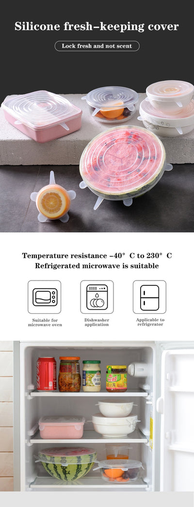 Set de 6 Tapas de Silicona Reutilizables para Recipientes - Conserva Fresco tu Comida - Image 8