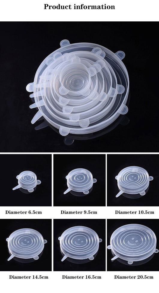 Set de 6 Tapas de Silicona Reutilizables para Recipientes - Conserva Fresco tu Comida - Image 12
