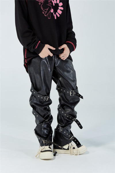 Pantalones de Cuero PU Diseño Punk para Hombre - Image 6