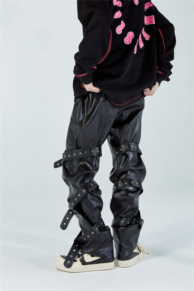Pantalones de Cuero PU Diseño Punk para Hombre - Image 7
