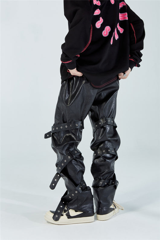 Pantalones de Cuero PU Diseño Punk para Hombre - Image 7