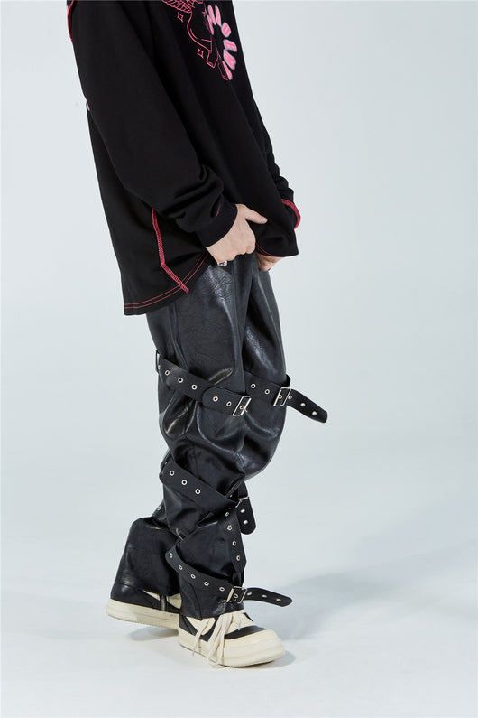 Pantalones de Cuero PU Diseño Punk para Hombre - Image 8