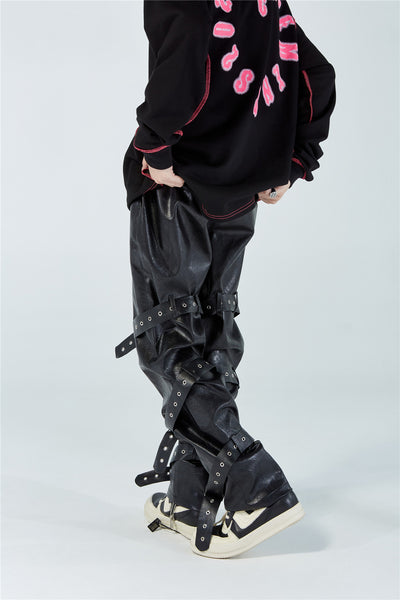 Pantalones de Cuero PU Diseño Punk para Hombre - Image 9