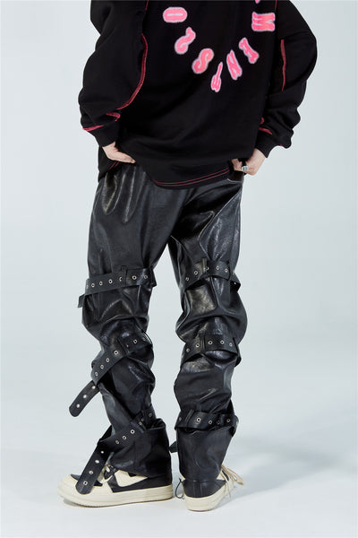 Pantalones de Cuero PU Diseño Punk para Hombre - Image 10