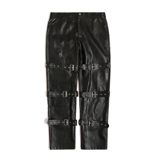 Pantalones de Cuero PU Diseño Punk para Hombre - Image 12