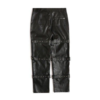 Pantalones de Cuero PU Diseño Punk para Hombre - Image 13