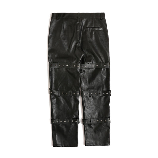 Pantalones de Cuero PU Diseño Punk para Hombre - Image 13