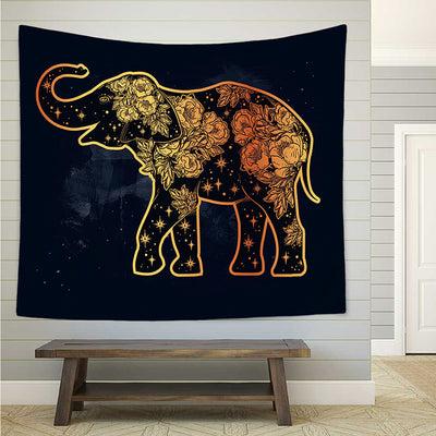 Bohemian sun and moon tapestry with a celestial pattern of golden suns and crescent moons on a dark blue background. - Image 60