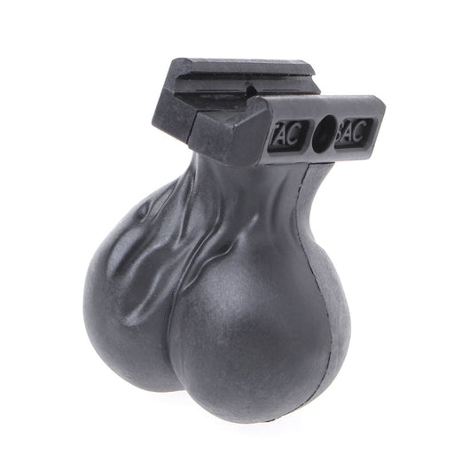 Black water bomb toy grip with a unique, anatomical shape and a rail mount for toy guns. - Image 6