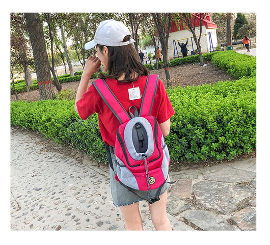 Orange and grey pet carrier backpack with breathable mesh, adjustable neck opening, and front zipper pocket. - Image 10