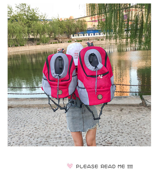 Orange and grey pet carrier backpack with breathable mesh, adjustable neck opening, and front zipper pocket. - Image 12