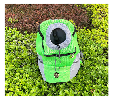 Orange and grey pet carrier backpack with breathable mesh, adjustable neck opening, and front zipper pocket. - Image 21