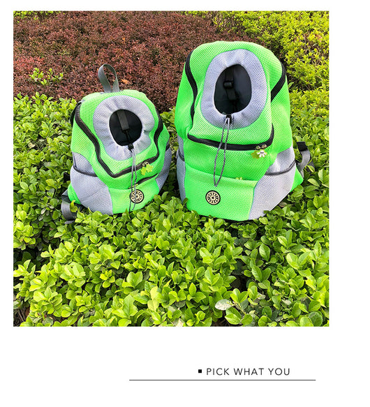 Orange and grey pet carrier backpack with breathable mesh, adjustable neck opening, and front zipper pocket. - Image 22