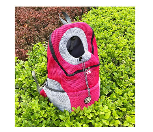 Orange and grey pet carrier backpack with breathable mesh, adjustable neck opening, and front zipper pocket. - Image 25
