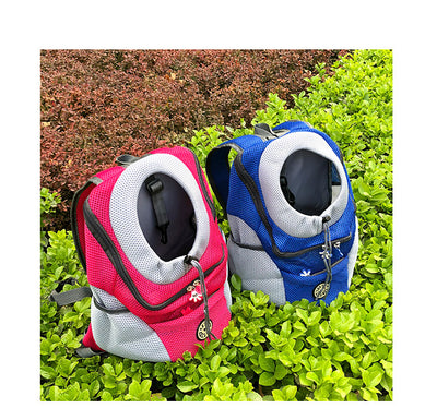 Orange and grey pet carrier backpack with breathable mesh, adjustable neck opening, and front zipper pocket. - Image 26