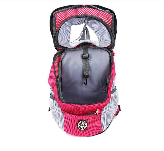 Orange and grey pet carrier backpack with breathable mesh, adjustable neck opening, and front zipper pocket. - Image 29