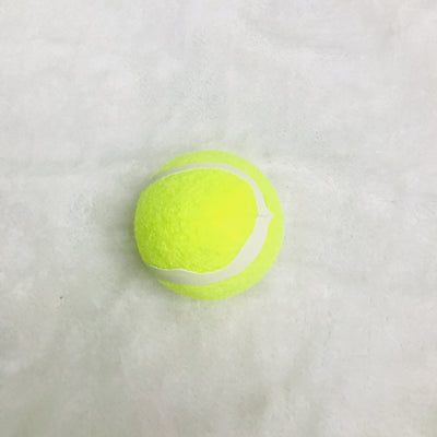 Three bright yellow dog tennis balls with white seams, made of rubber and felt, stacked on a soft background. - Image 12